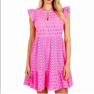 Vineyard Vines Bright Pink Eyelet Dress